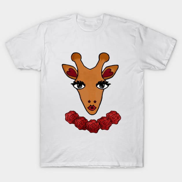 Giraffe Feeling Fabulous T-Shirt by krazykageyama